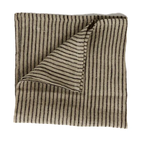 Stripe linneservett 45x45 cm, Svart