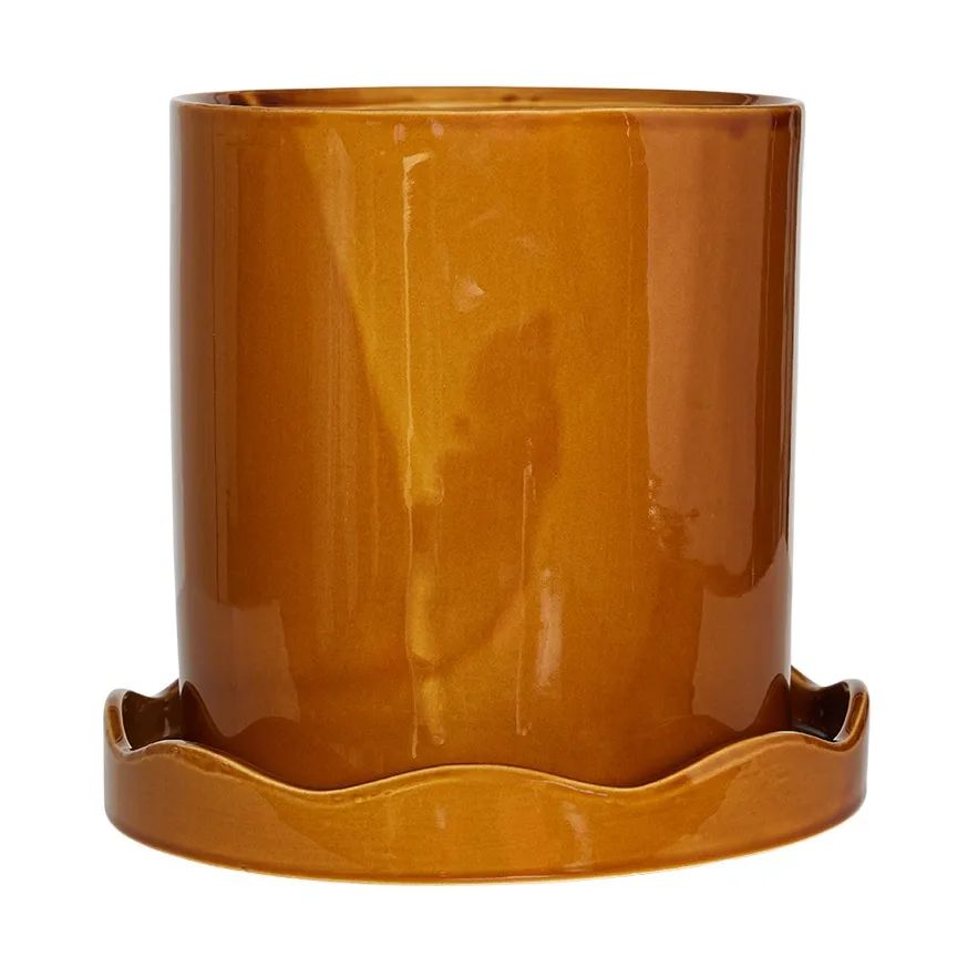 OYOY Nami pot avec soucoupe Ø21,5 cm medium Ambre