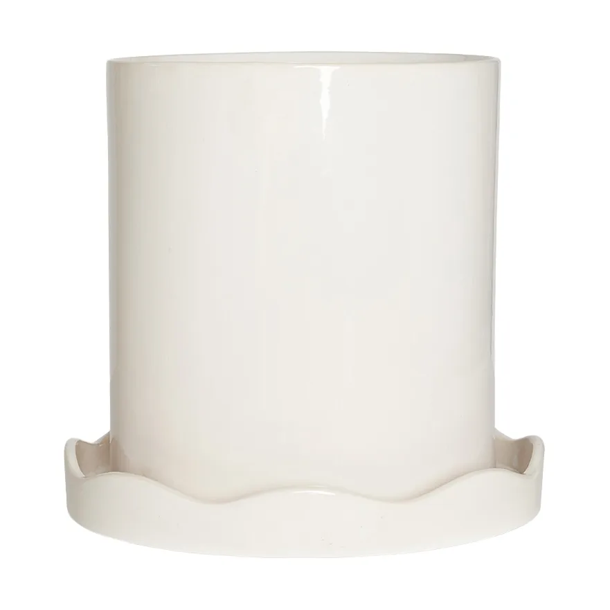 OYOY Nami pot avec soucoupe Ø21,5 cm medium Blanc