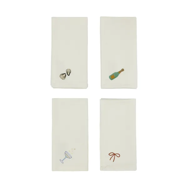 New Year bomullsservett 45x45 cm 4-pack, Offwhite