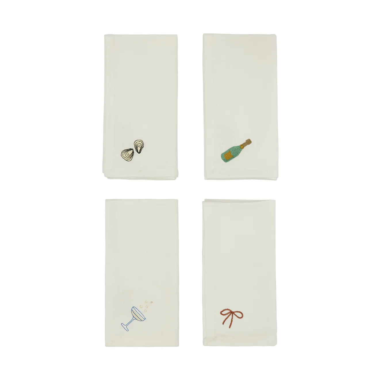 OYOY Serviette en coton New Year cm lot de 4 Blanc cassé