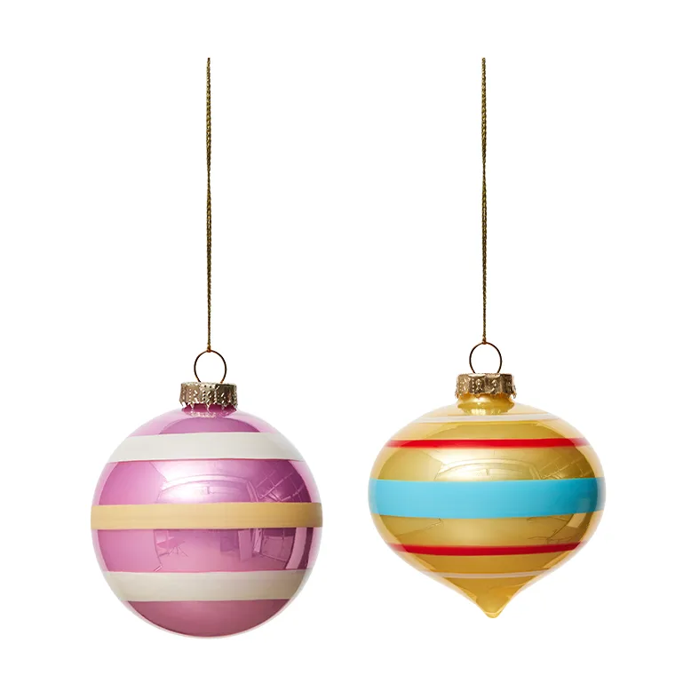 OYOY Vintage christmas glass ball No. 1 julekugle 2 dele Flerfarvet
