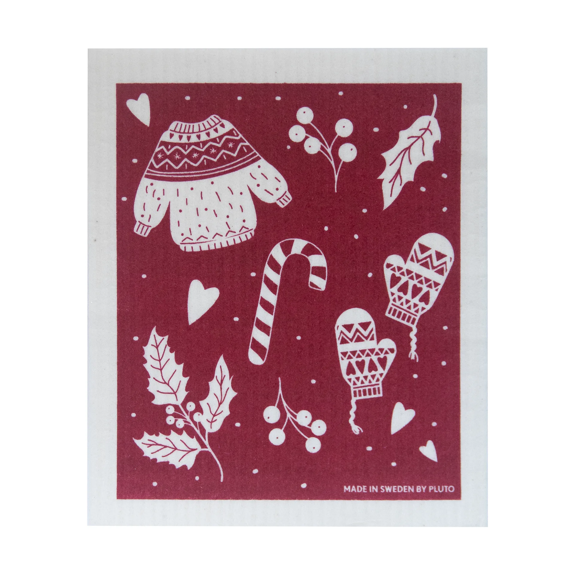 Pluto Design Winter karklud 17x20 cm Rød-grå