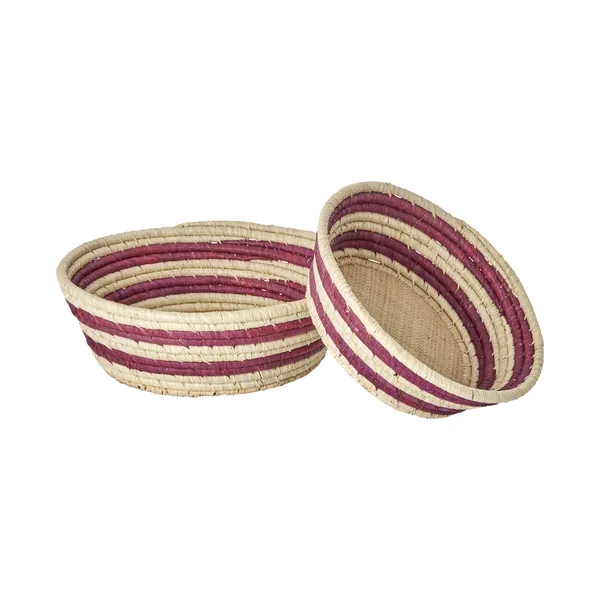 Rice raffia brödkorg 2 delar, Aubergine