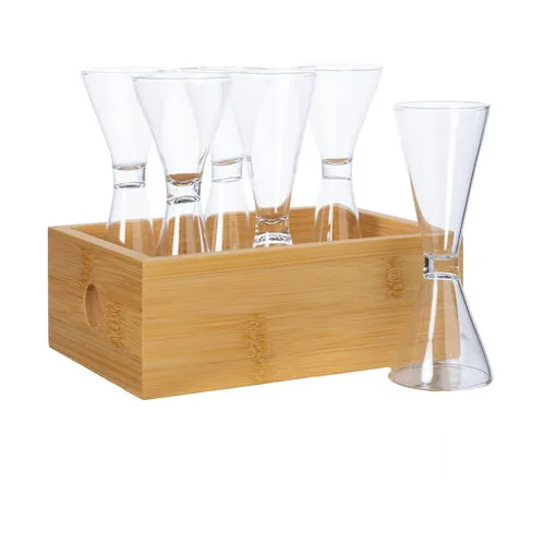Nature snapsglas i bambubox 6-pack 4 cl, Bambu-klar