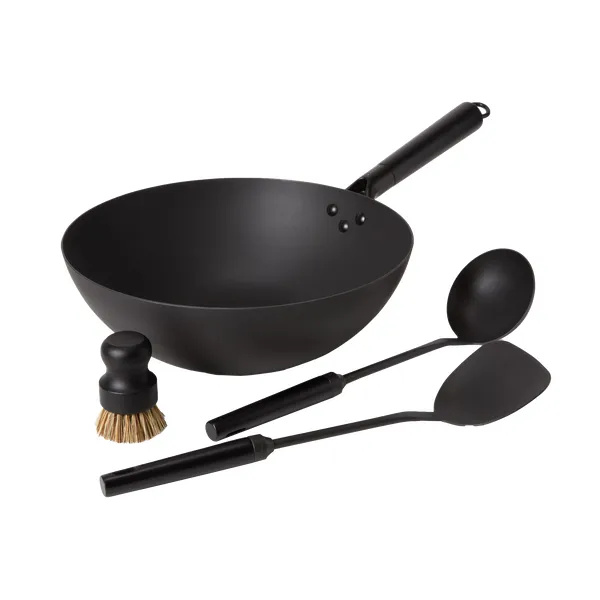 Satake wok set kolstål, 4 delar