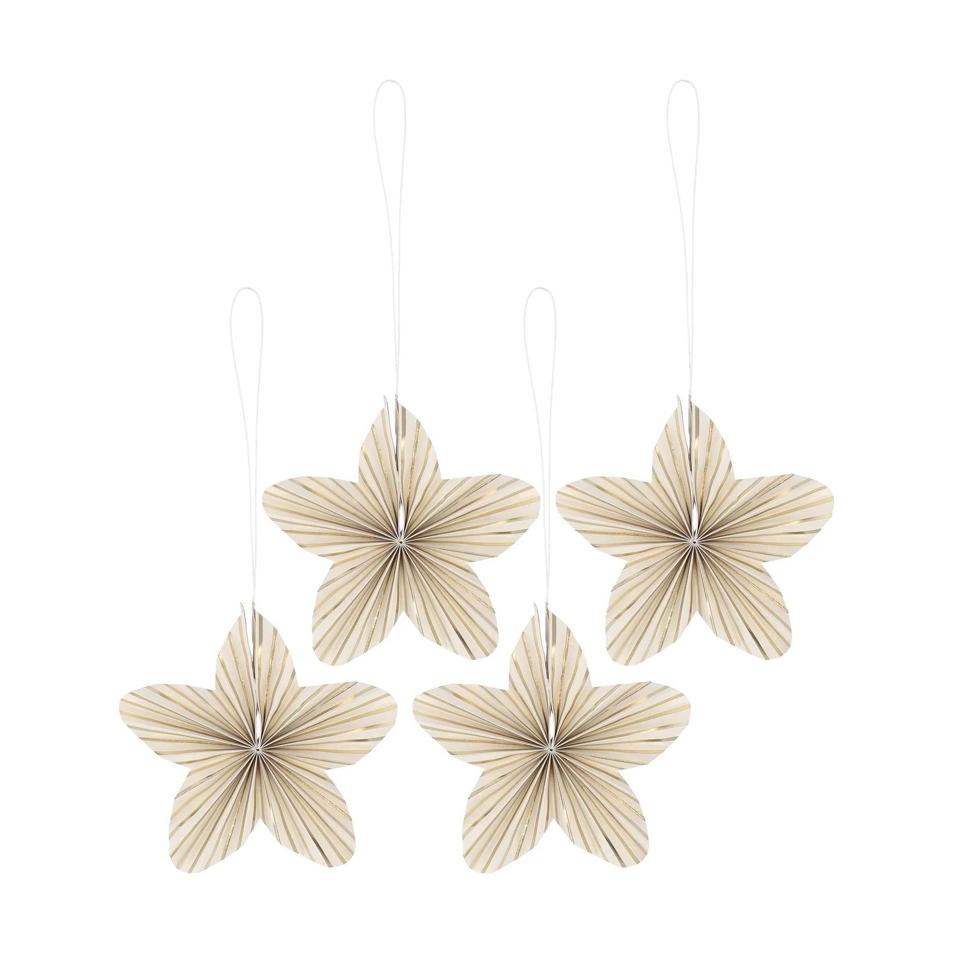 Scandi Living Décorations de sapin de Noël Twinkle, pack de 4. Doré rayé