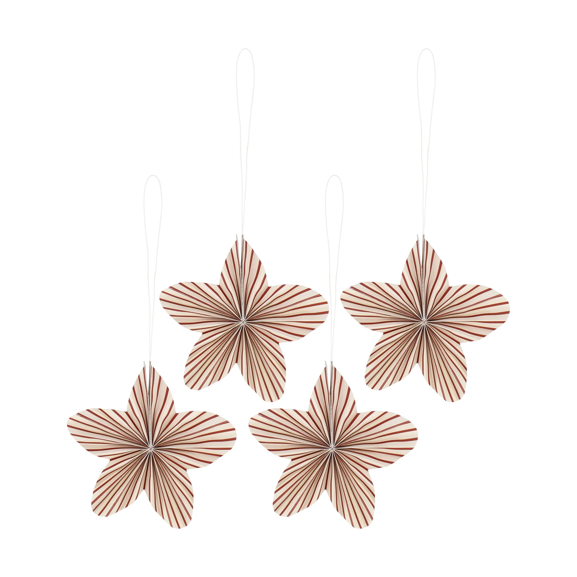 Scandi Living Décorations de sapin de Noël Twinkle, pack de 4. Rouge rayé