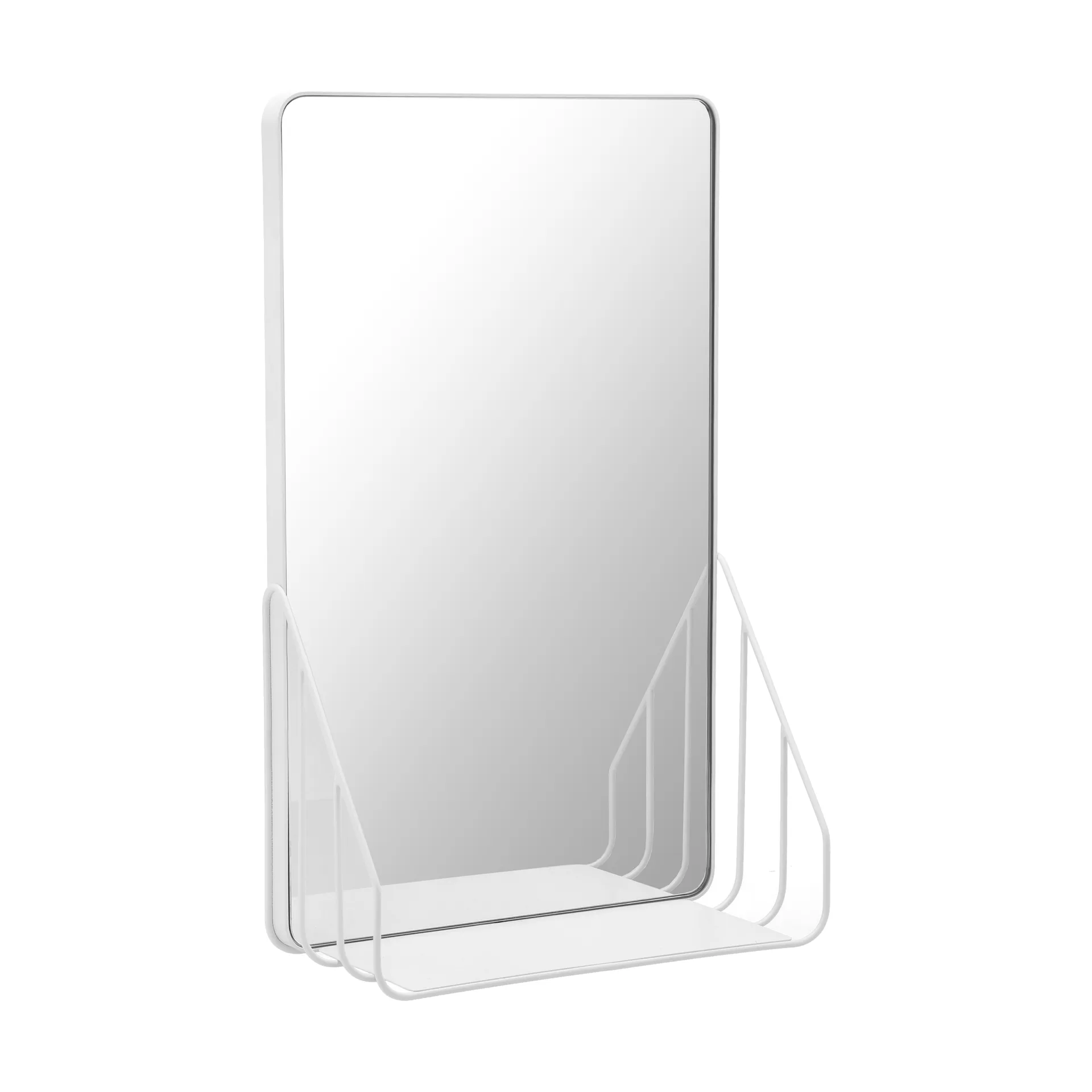 Scandi Living Miroir Nod avec étagère cm White