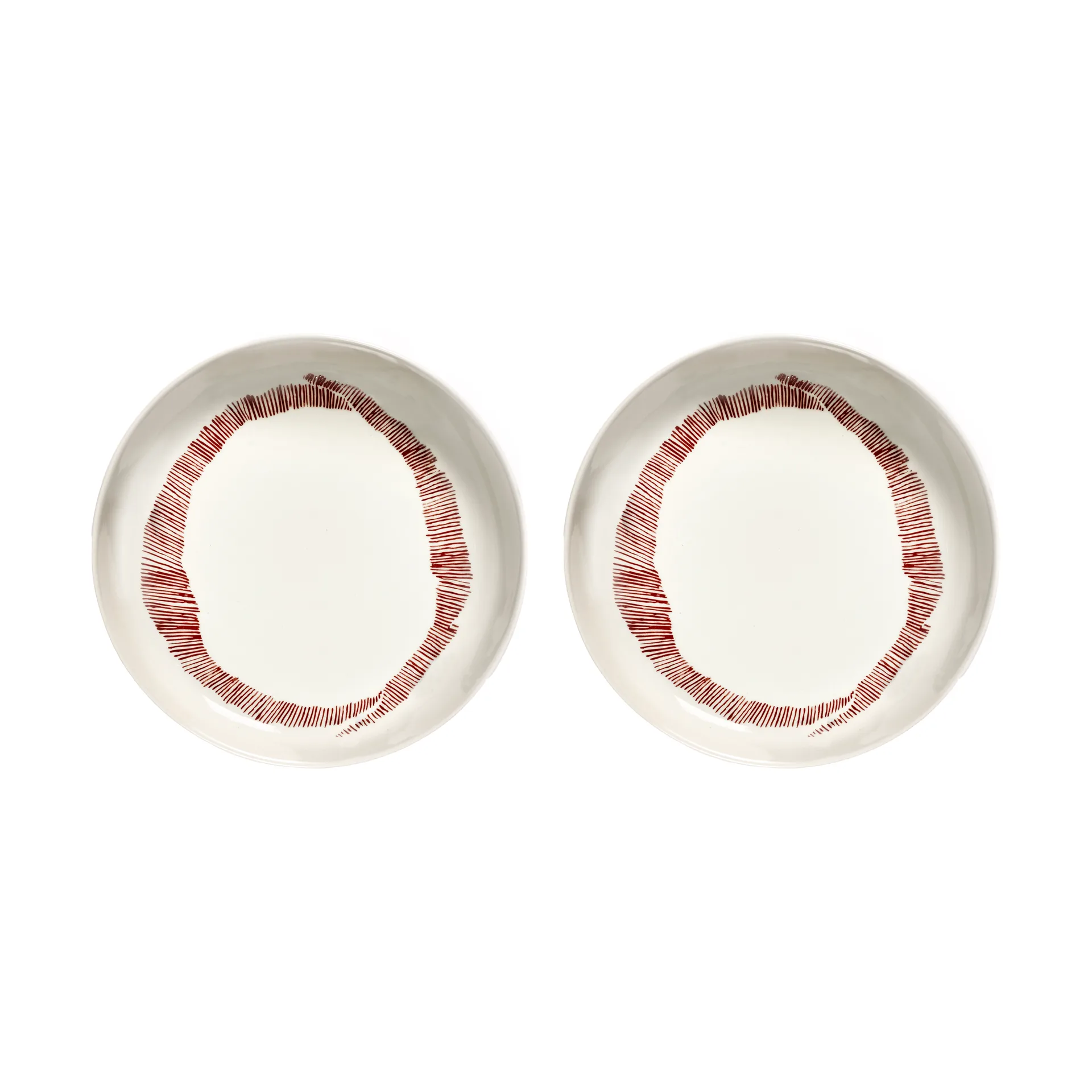 Serax Ottolenghi Feast dyb tallerken Ø22 cm 2-pak White stripes-red