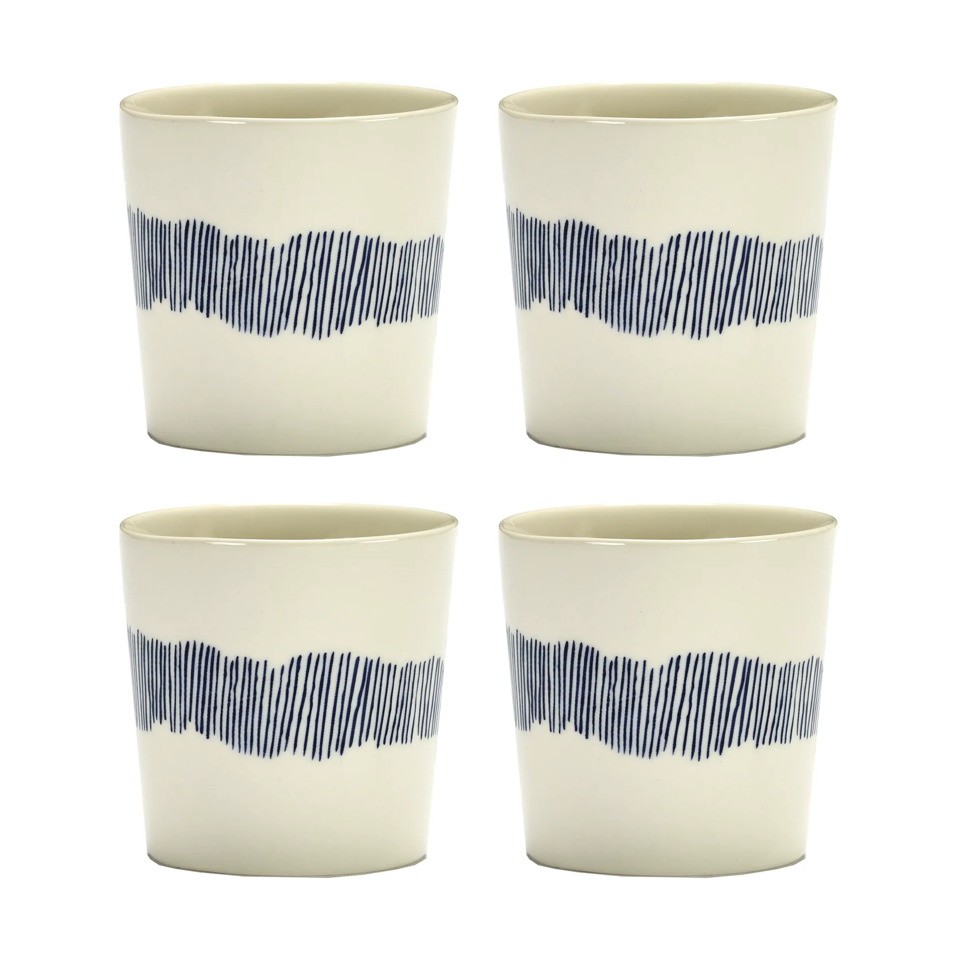 Serax Ottolenghi Feast kaffekop 25 cl 4-pak White stripes-blue