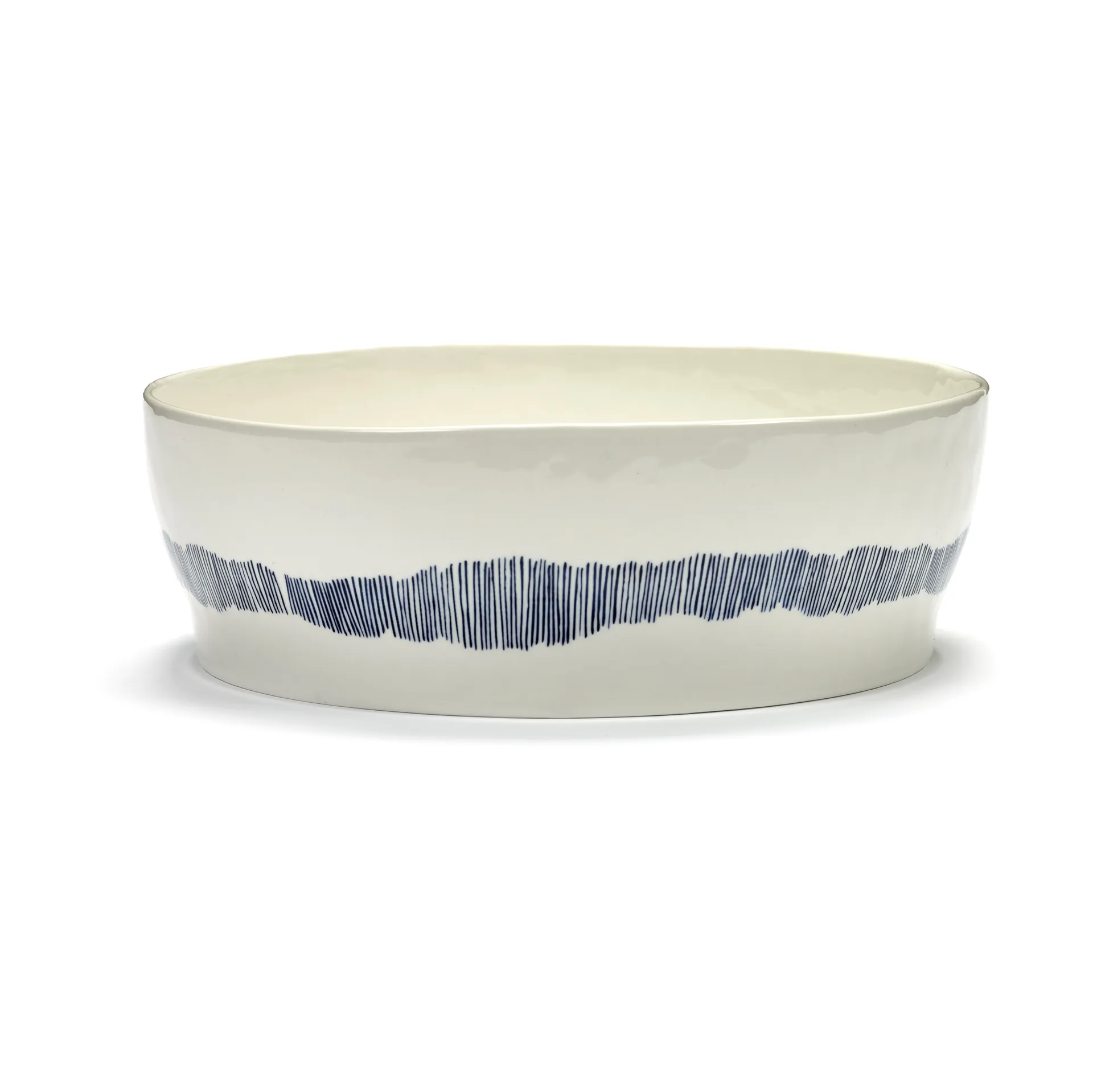 Serax Ottolenghi Feast salatsk&aring;l &Oslash;27,5 cm White stripes-blue