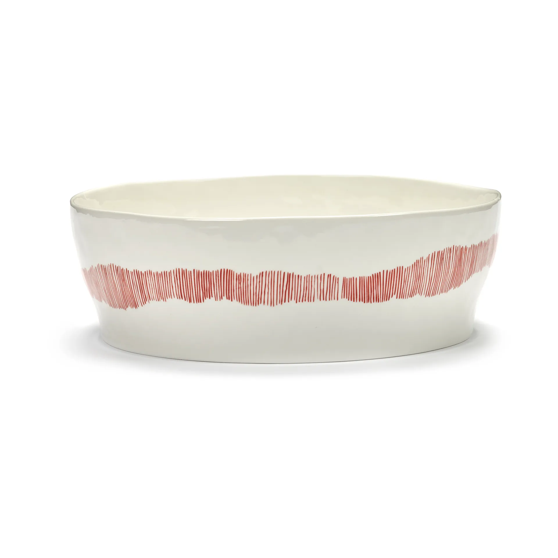 Serax Ottolenghi Feast salatsk&aring;l &Oslash;27,5 cm White stripes-red