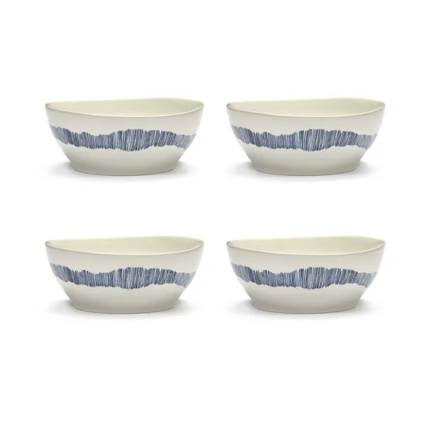 Ottolenghi Feast skål L Ø17 cm 4-pack, White-stripes