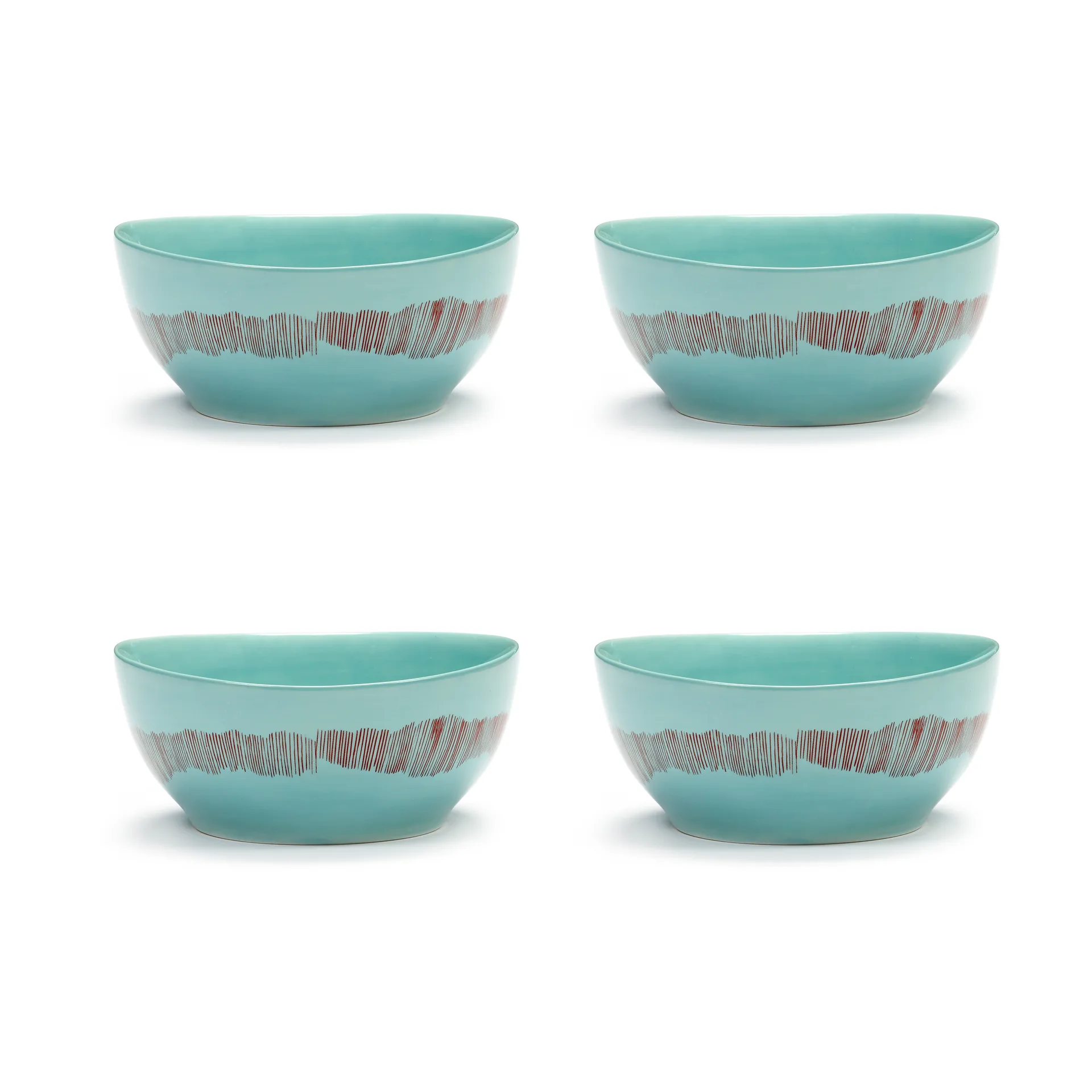 Serax Ottolenghi Feast skål S Ø15 cm 4-pak Azure stripes-red