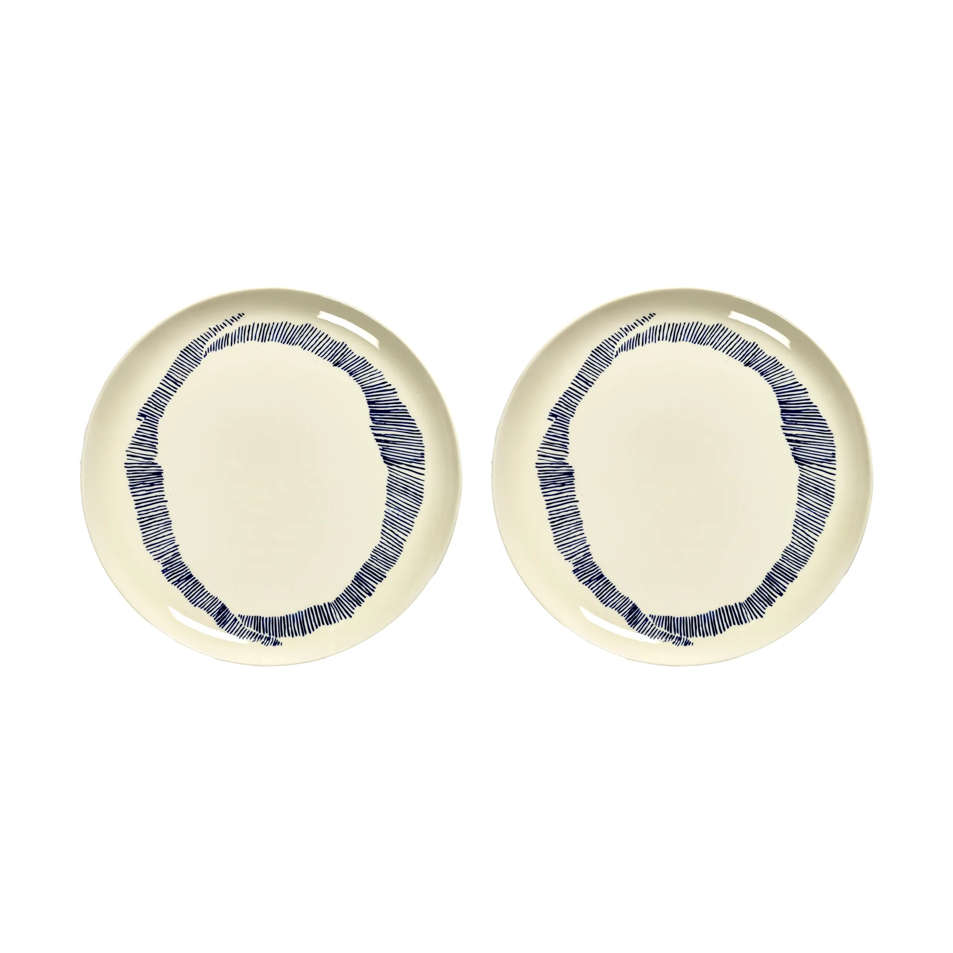 Serax Ottolenghi Feast tallerken L Ø26 cm 2-pak White stripes-blue