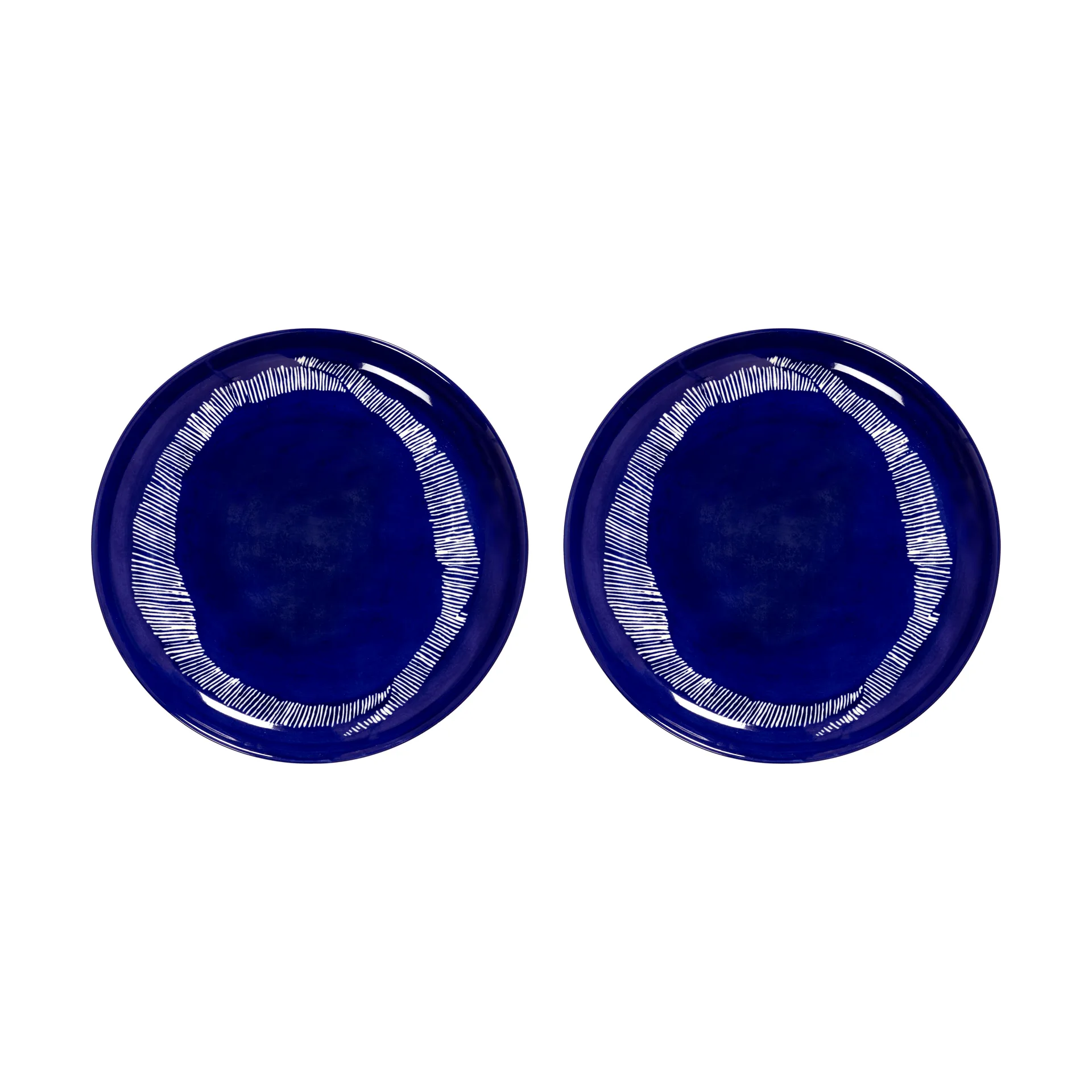 Serax Ottolenghi Feast tallerken M Ø22,5 cm 2-pak Dark blue stripes-white