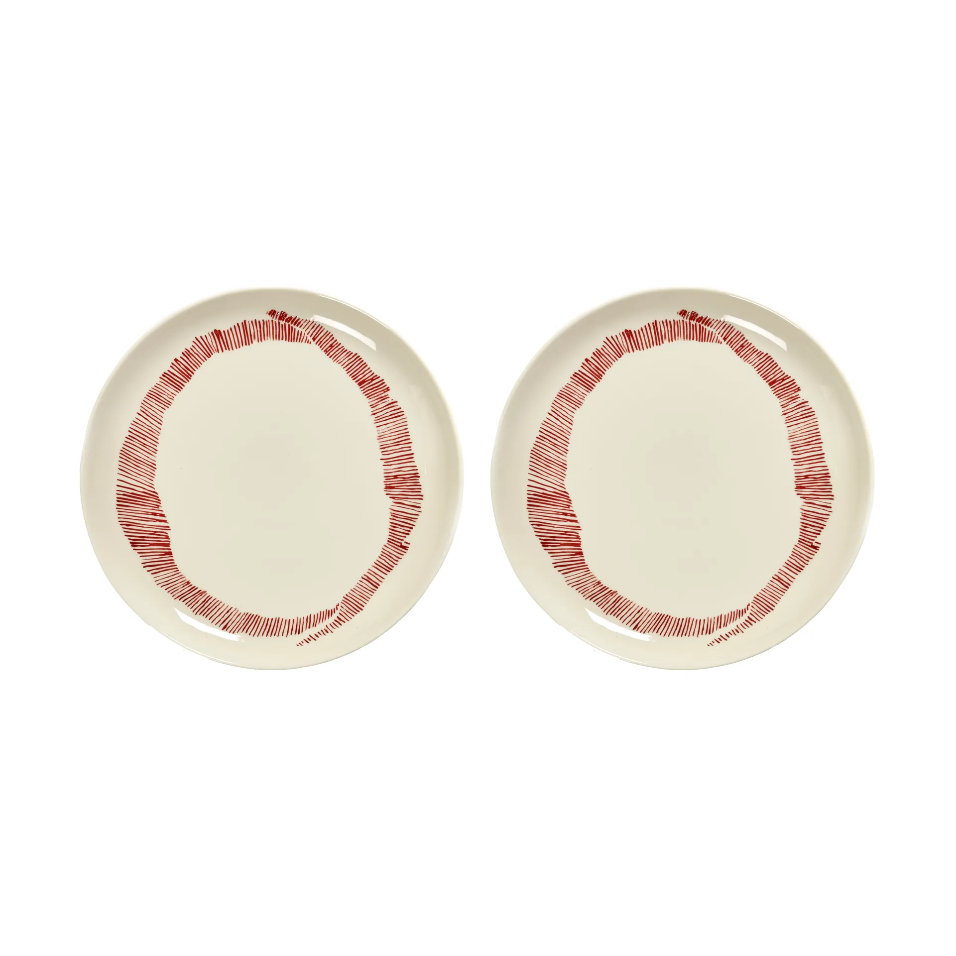Serax Ottolenghi Feast tallerken M Ø22,5 cm 2-pak White stripes-red