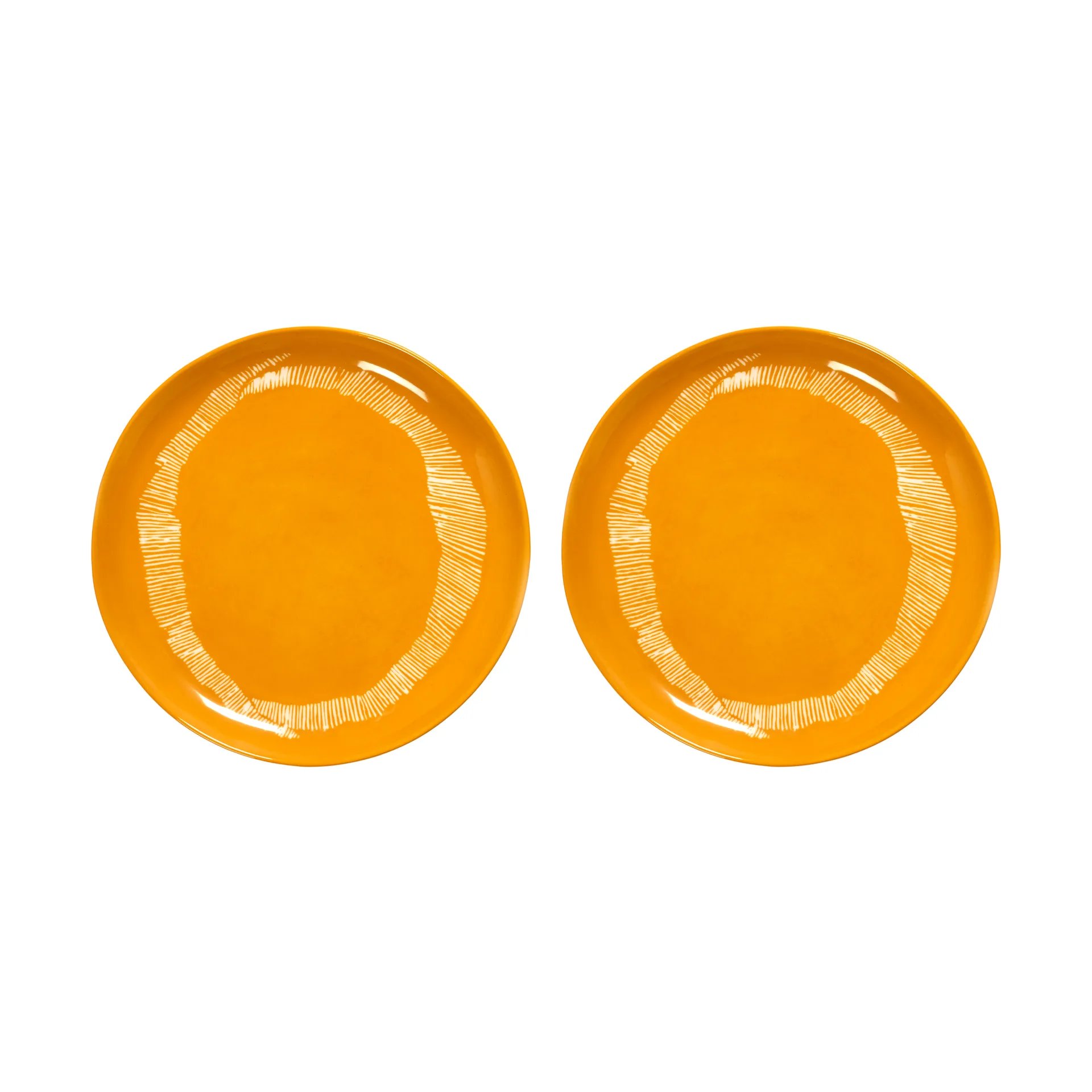 Serax Ottolenghi Feast tallerken M Ø22,5 cm 2-pak Yellow stripes-white