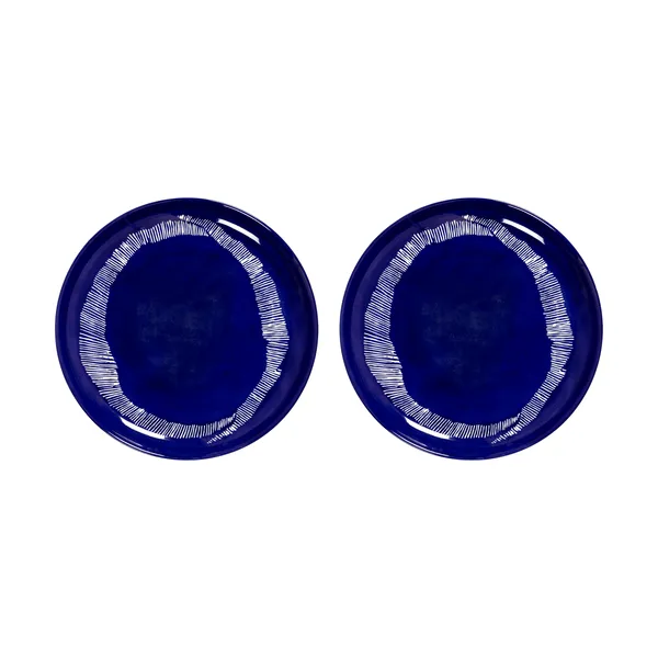 Ottolenghi Feast tallrik M Ø22,5 cm 2-pack, Dark blue stripes