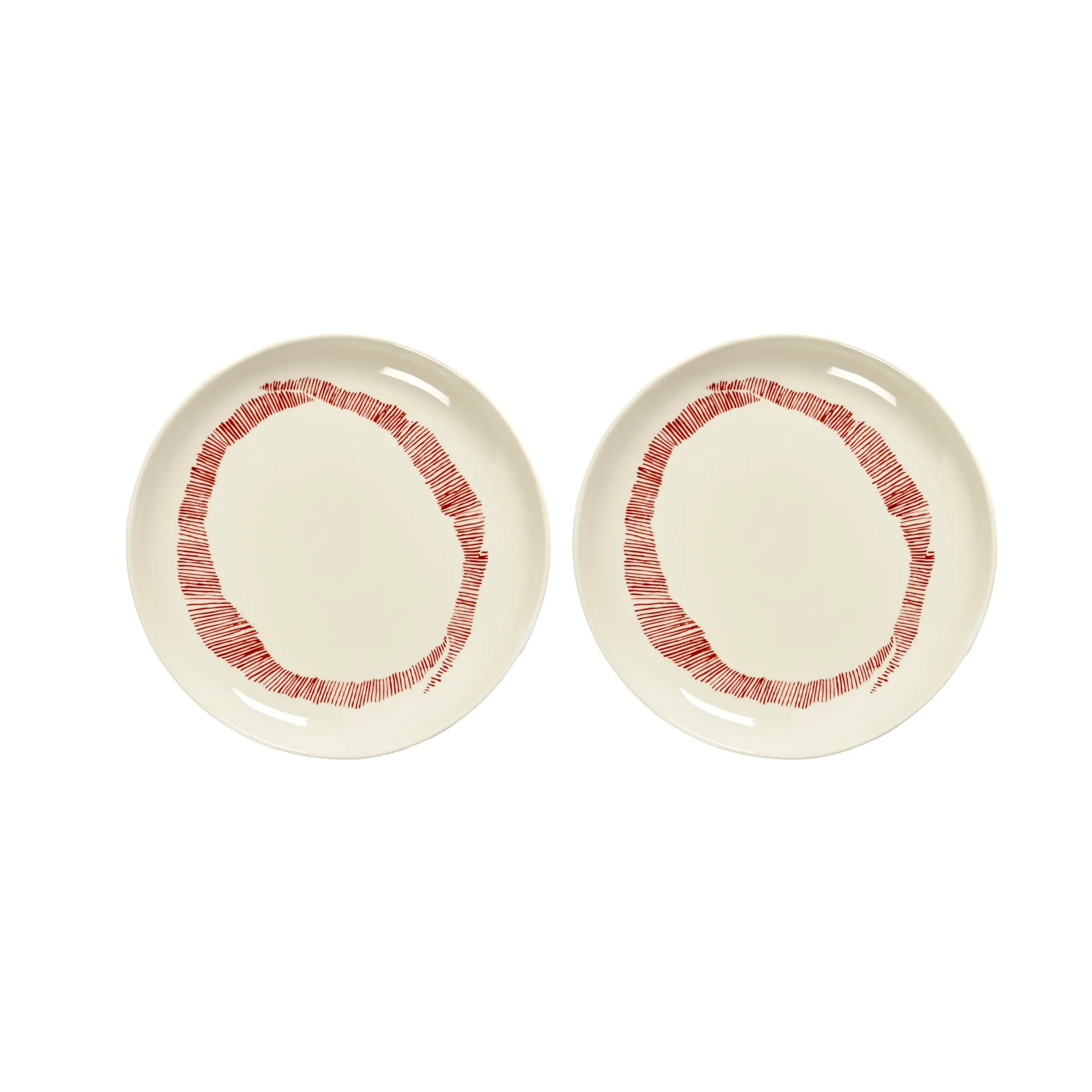 Serax Ottolenghi Feast tallrik S &Oslash;19 cm 2-pack White stripes-red