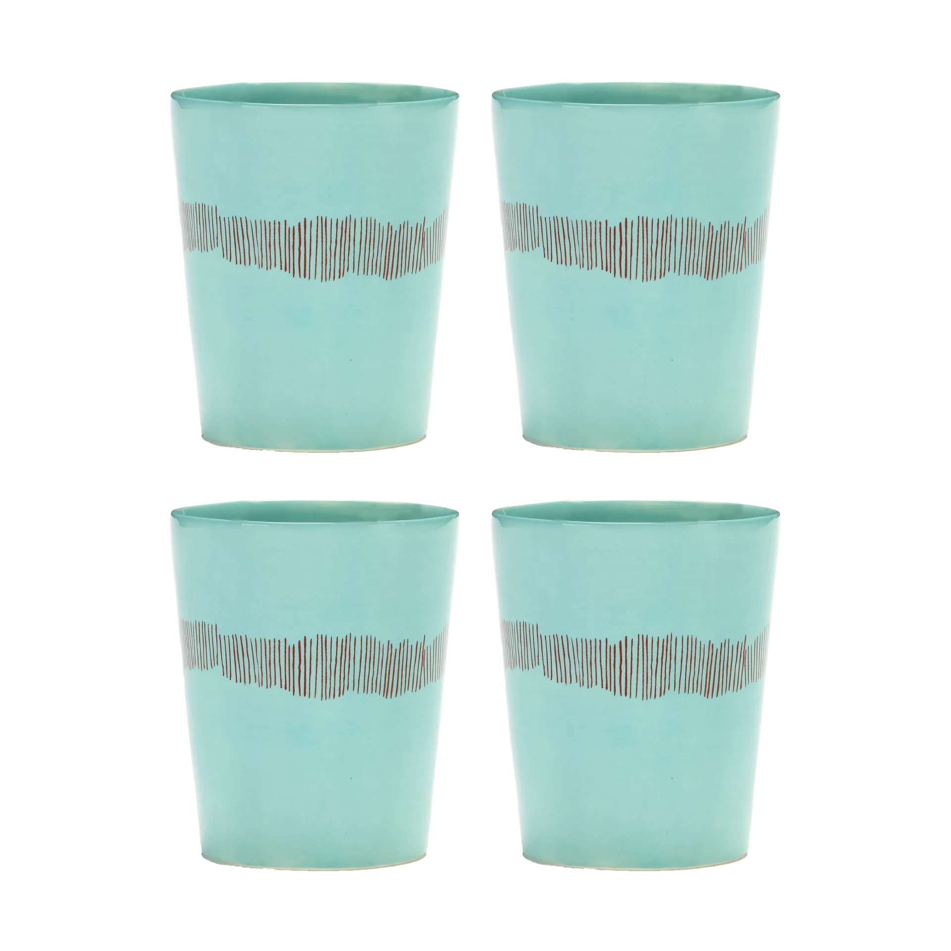 Serax Ottolenghi Feast tekop 33 cl 4-pak Azure stripes-red