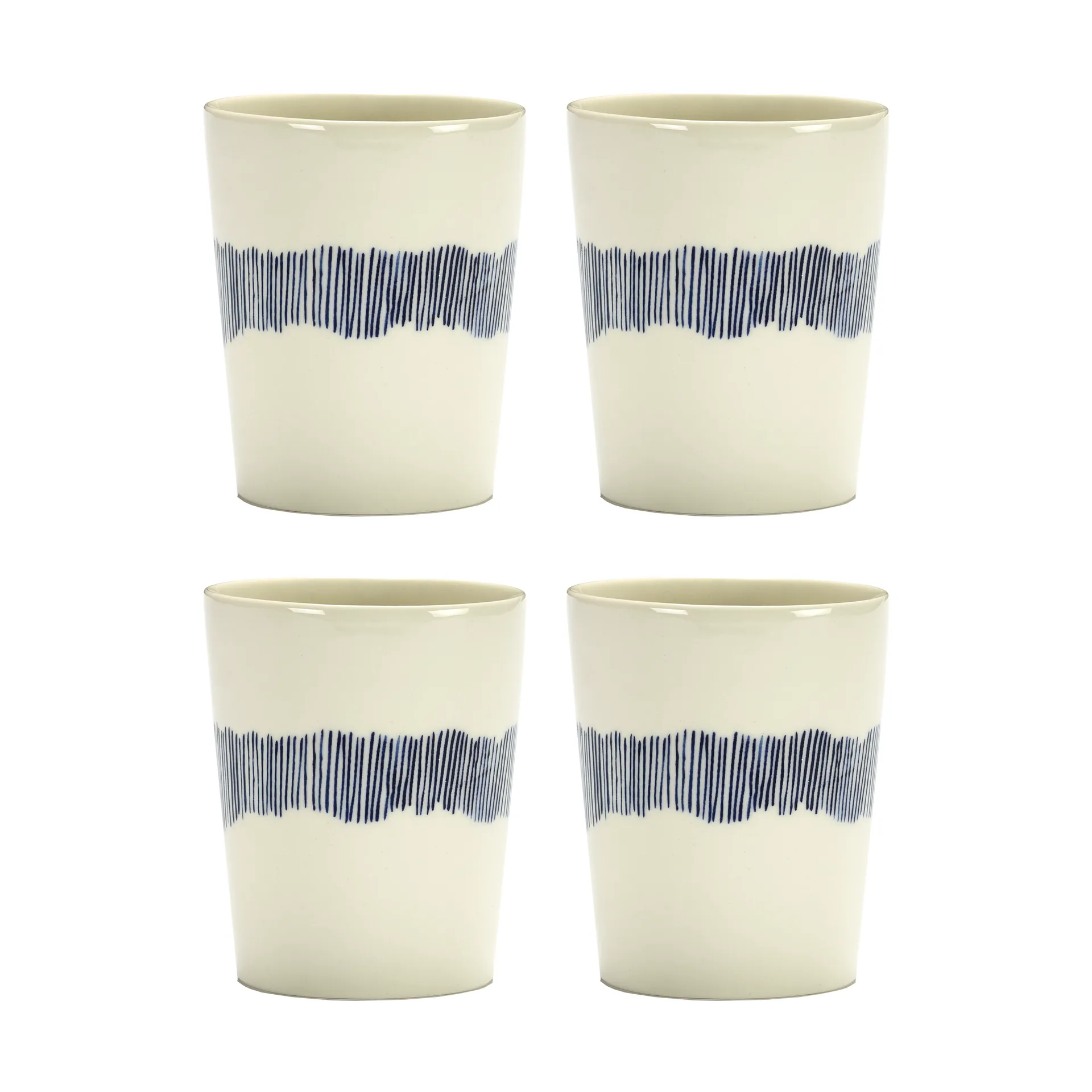 Serax Ottolenghi Feast tekop 33 cl 4-pak White stripes-blue