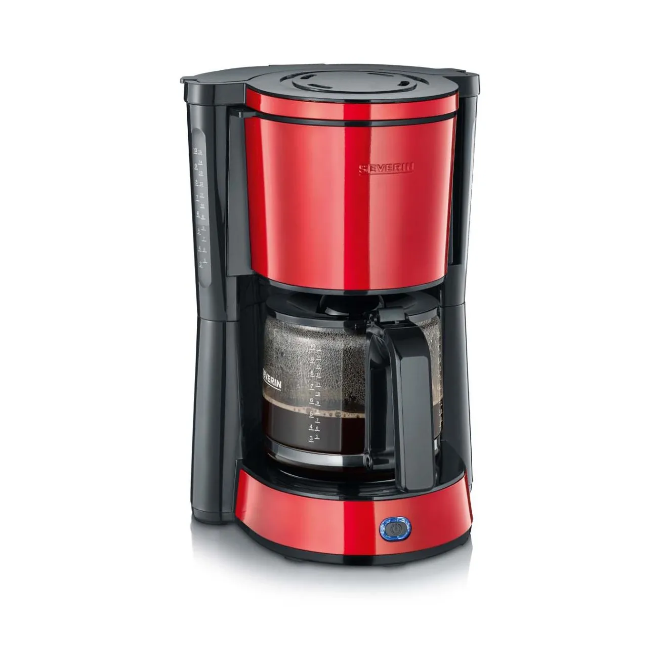 SEVERIN KA 4817 - Kaffemaskine - 10 kopper - brandrød metallisk/sort