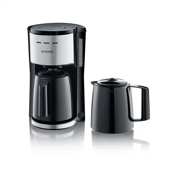 Severin KA 9308 termosbryggare med extra kanna 8 koppar, Svart-rostfritt stål