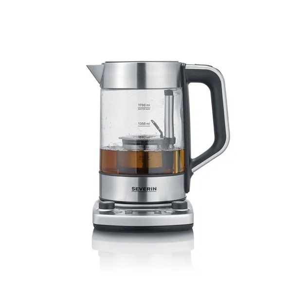Severin WK 3422 Deluxe tekokare med hissfunktion 1,7 L, Rostfritt stål