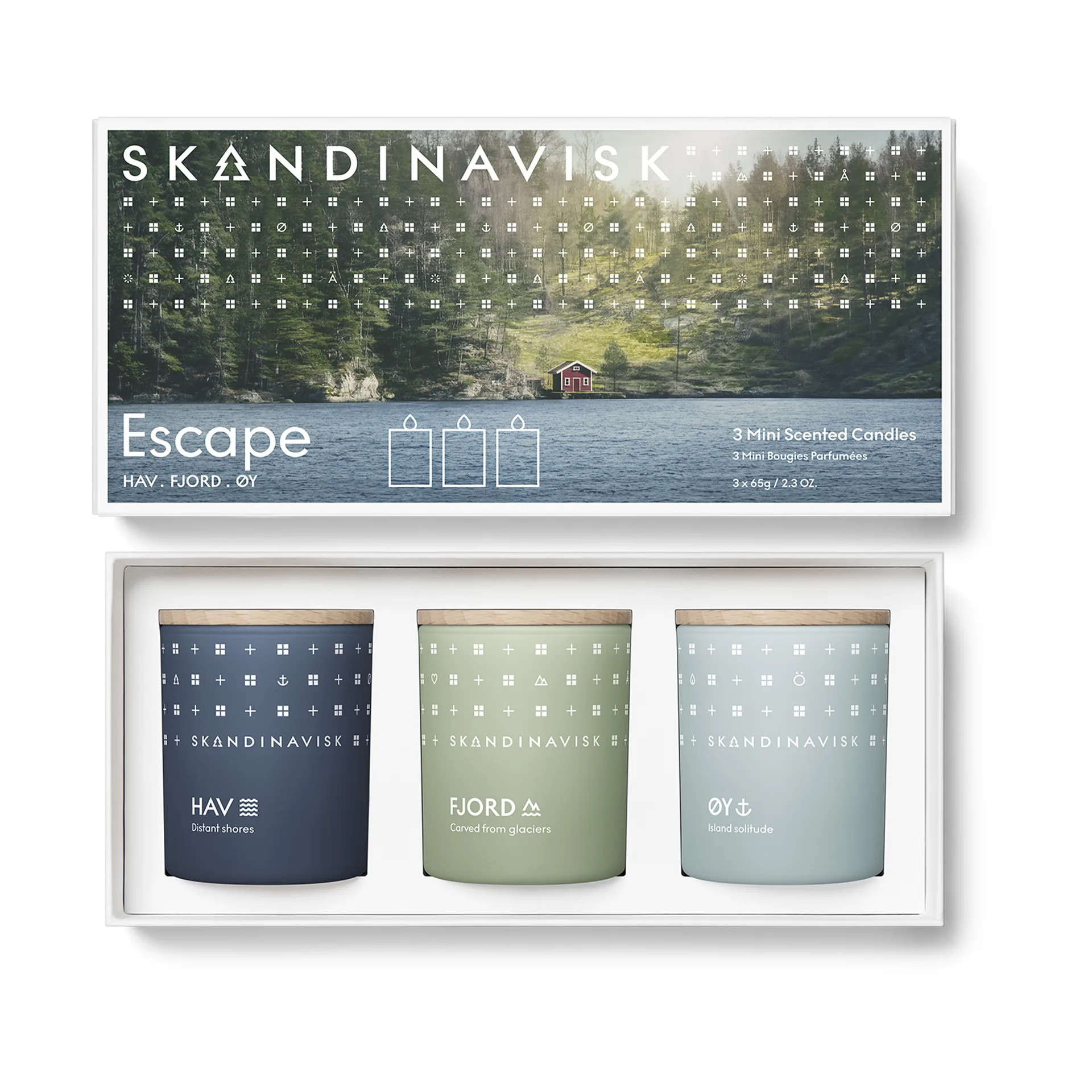 Skandinavisk ESCAPE mini duftlys gavesæt 3 dele 65 g