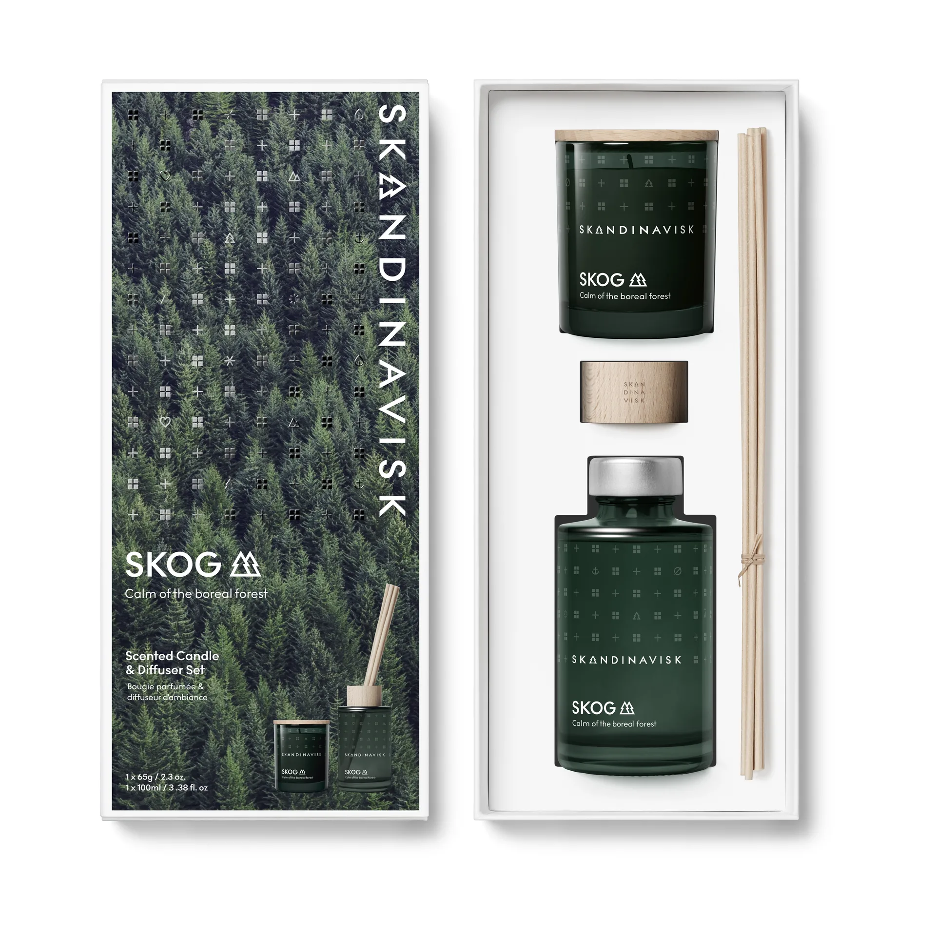 Skandinavisk SKOG duftlys & duftpinde 65 g + 100 ml