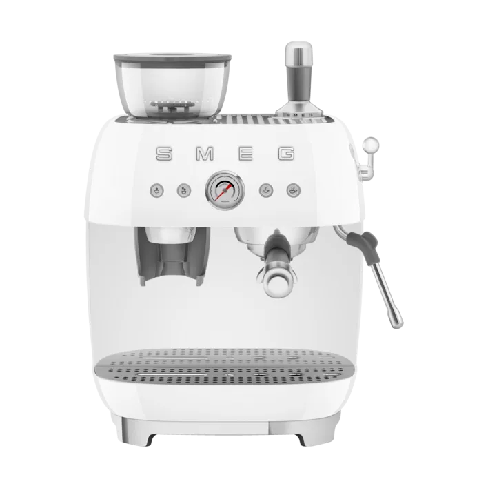 Smeg EGF03WHEU 50's Style Espressomaskine med Kaffekværn - 2.4L, 1600W - Hvid