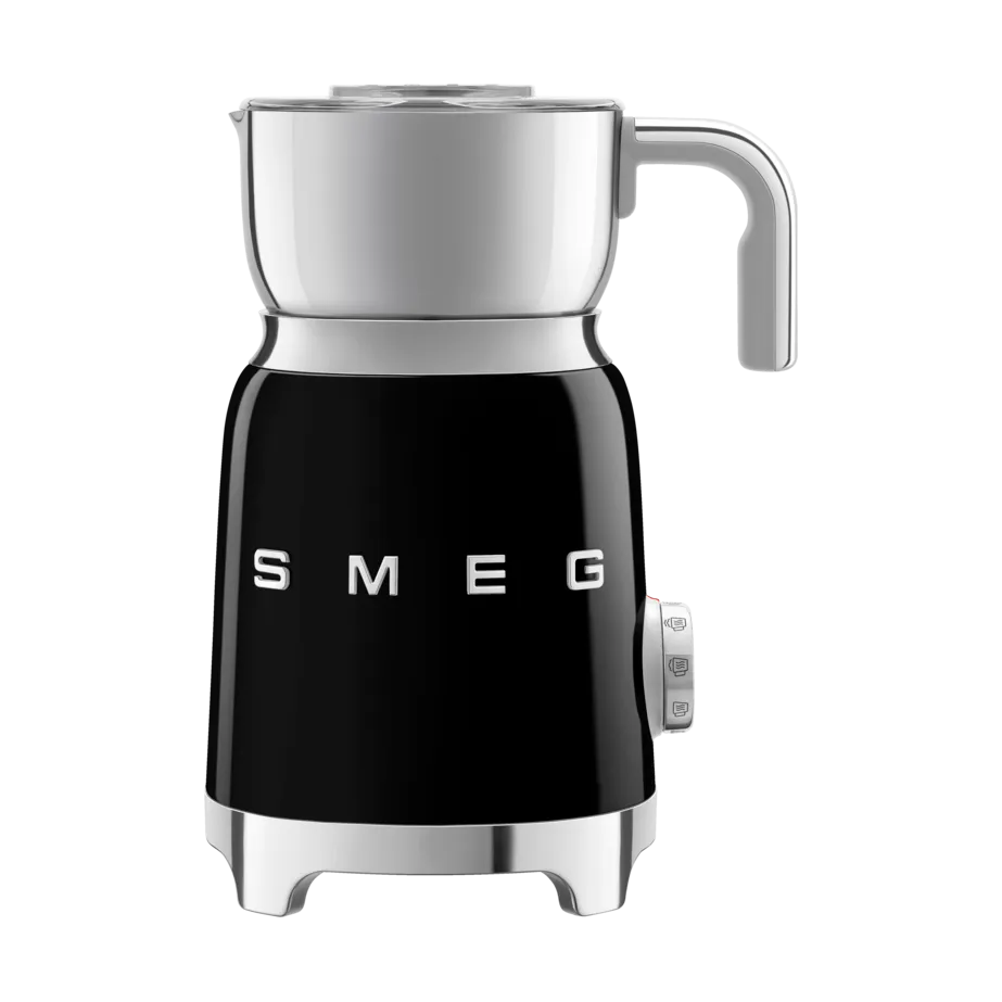 Smeg 50''s Style MFF11BLEU Sort, Automatisk mælkeskummer/varmer, Sort, Rustfrit stål, 250 ml, 0,6 L, Varm & kold
