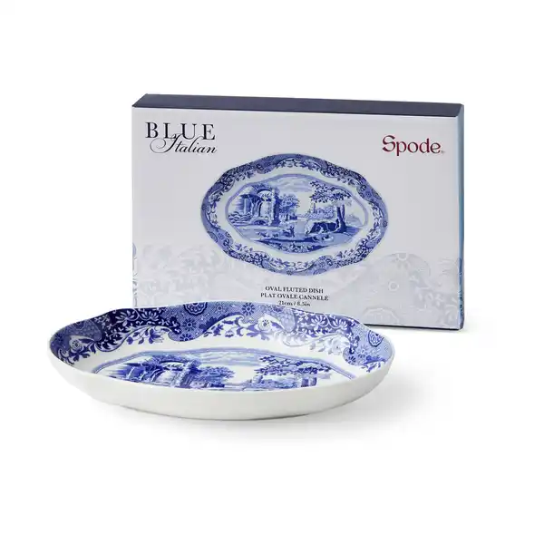 Blue Italian fat oval 14x21 cm, Blå
