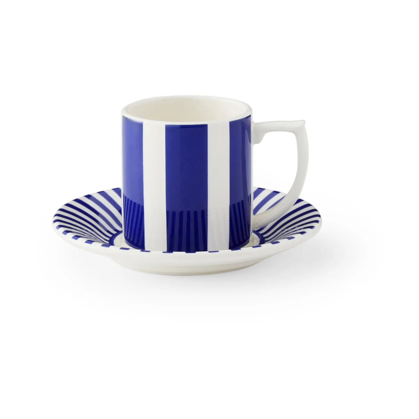 Spode Steccato espressokopp 8 cl och fat &Oslash;11 cm Bl&aring;-vit