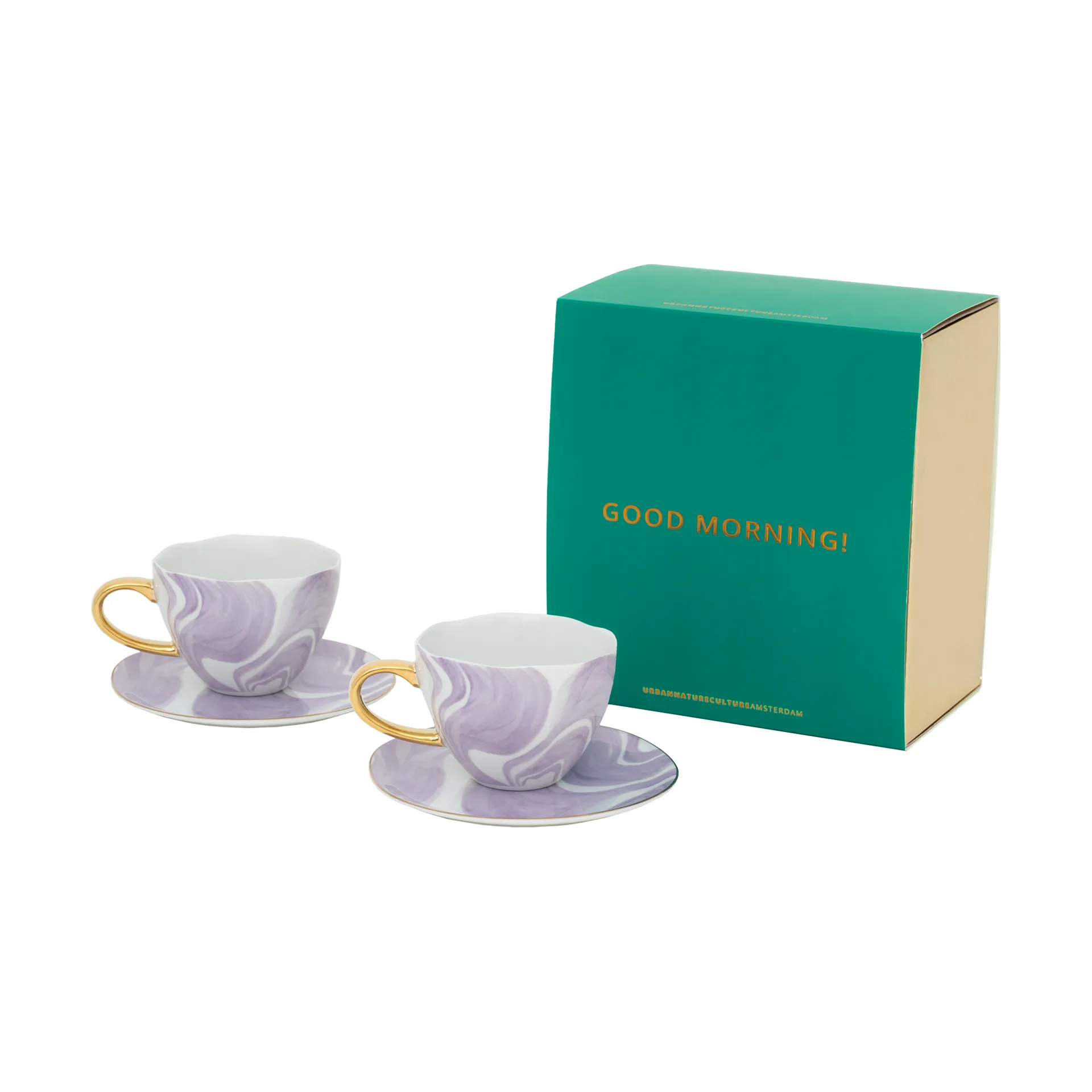 URBAN NATURE CULTURE Good Morning g&aring;voset Cappuccino mugg & fat 2-pack Valuri violet