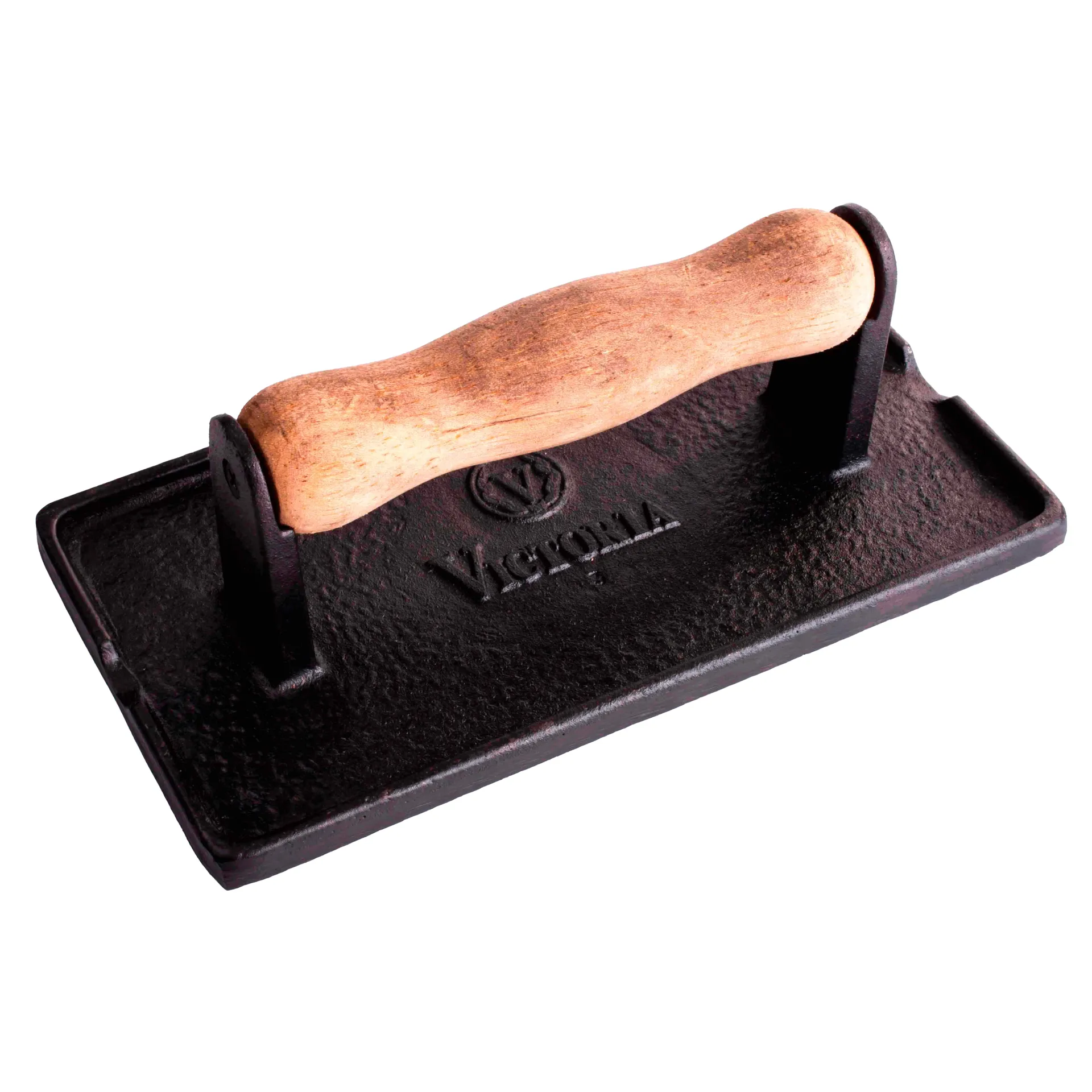 Victoria Bacon- og grillpress støbejern med træhåndtag 21x11 cm